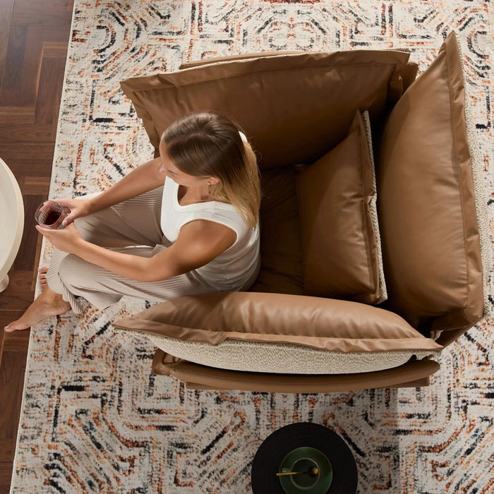 Modern Style Chenille Oversized Armchair Accent Chair Single Sofa Lounge Chair for Living Room, Bedroom Default -DTYStore