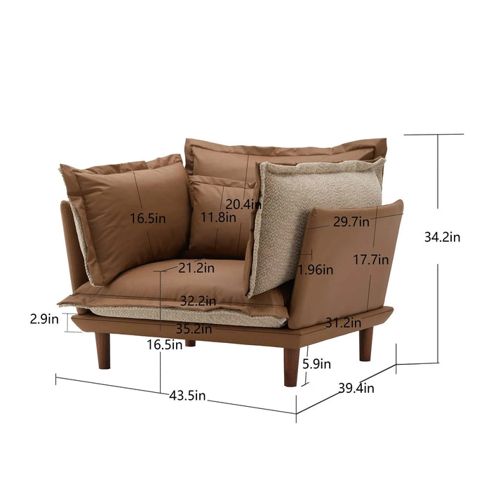 Modern Style Chenille Oversized Armchair Accent Chair Single Sofa Lounge Chair for Living Room, Bedroom Default -DTYStore