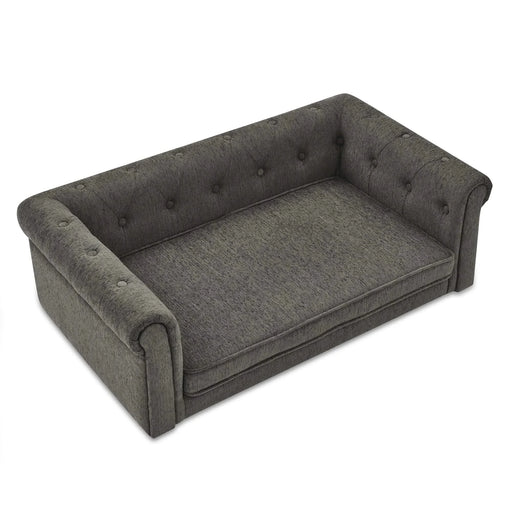 Modern Style Elegant Rectangle Pet Bed for Small and Medium Dogs, Durable Elevated Dog Sofa, Dark Grey Foam Default -DTYStore