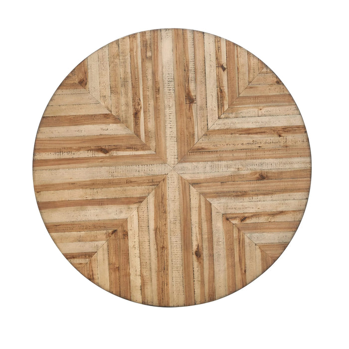 Modern Style Indoor Dining Round Table with Metal Legs in Light Birch Finish, MDF and Metal, 46.85' Default -DTYStore