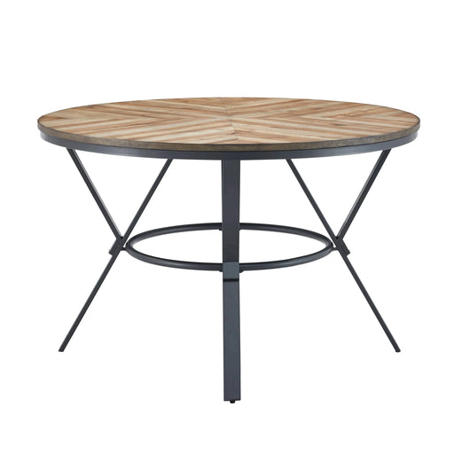 Modern Style Indoor Dining Round Table with Metal Legs in Light Birch Finish, MDF and Metal, 46.85' Default -DTYStore