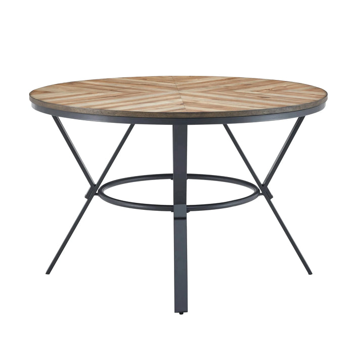 Modern Style Indoor Dining Round Table with Metal Legs in Light Birch Finish, MDF and Metal, 46.85' Default -DTYStore
