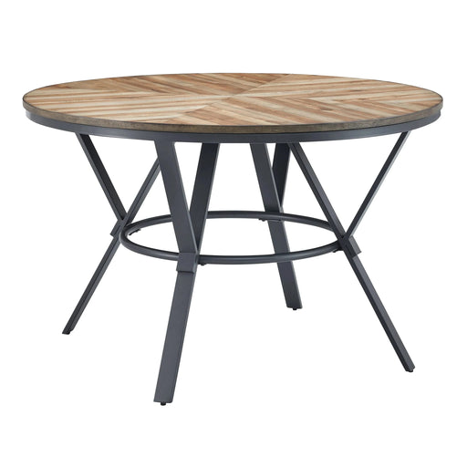 Modern Style Indoor Dining Round Table with Metal Legs in Light Birch Finish, MDF and Metal, 46.85' Default -DTYStore