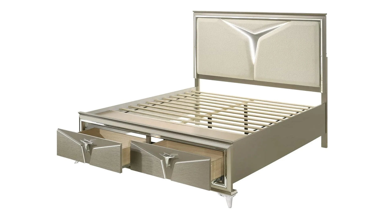 Modern Style King 5PC Bedroom Set Made with Wood & LED Headboard Default -DTYStore