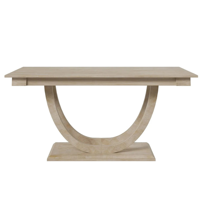 Modern Style Natural Wood 6-Piece Dining Table Set with Bench and Chairs, Upholstered Seats, Rubberwood Frame Default -DTYStore