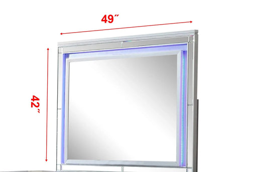 Modern Style Upholstery King 4 Piece(Includes: King Size Bed, Nightstand , Dresser, and Mirror) Fireplace Bedroom Set made with wood in Blue Default -DTYStore