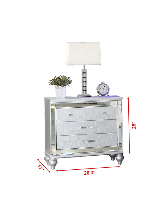 Modern Style Upholstery King 5 Piece(Includes: King Size Bed, Nightstand, Chest of Drawers, Dresser, and Mirror) Fireplace Bedroom Set made with wood in Blue Default -DTYStore