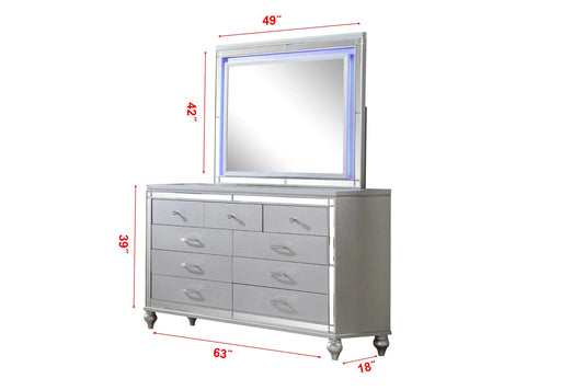 Modern Style Upholstery King 5 Piece(Includes: King Size Bed, Nightstand, Chest of Drawers, Dresser, and Mirror) Fireplace Bedroom Set made with wood in Blue Default -DTYStore