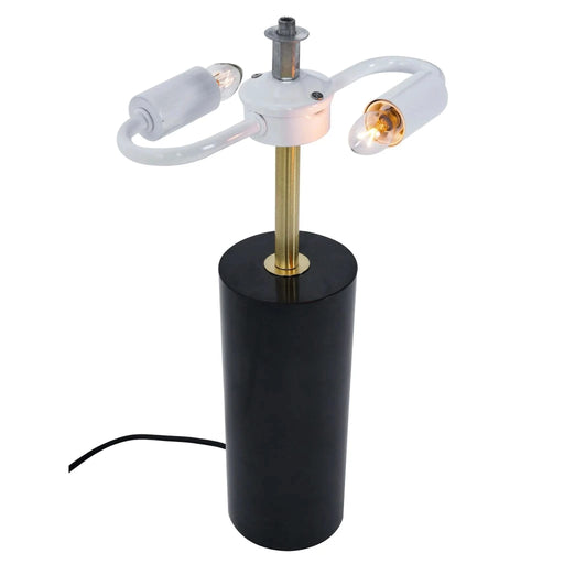 Modern Stylish Desk Lamp with Gold and White Drum Shade and Black Marble Base Default -DTYStore