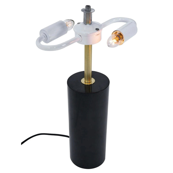 Modern Stylish Desk Lamp with Gold and White Drum Shade and Black Marble Base Default -DTYStore