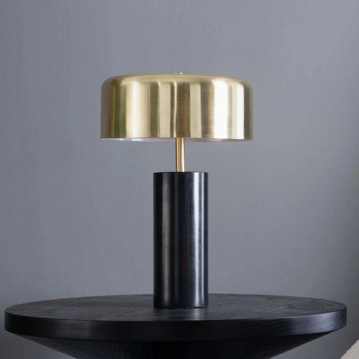 Modern Stylish Desk Lamp with Gold and White Drum Shade and Black Marble Base Default -DTYStore