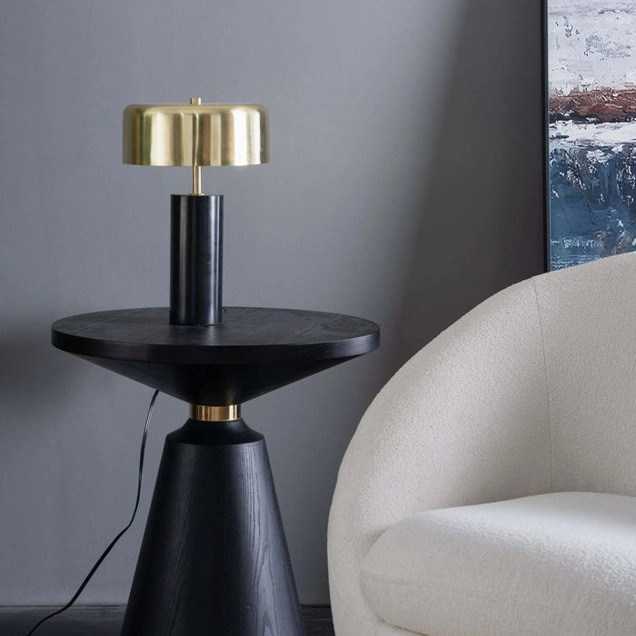 Modern Stylish Desk Lamp with Gold and White Drum Shade and Black Marble Base Default -DTYStore