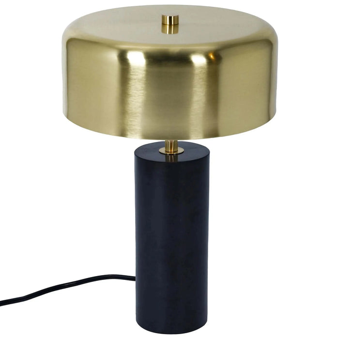Modern Stylish Desk Lamp with Gold and White Drum Shade and Black Marble Base Default -DTYStore