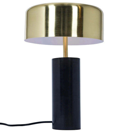 Modern Stylish Desk Lamp with Gold and White Drum Shade and Black Marble Base Default -DTYStore