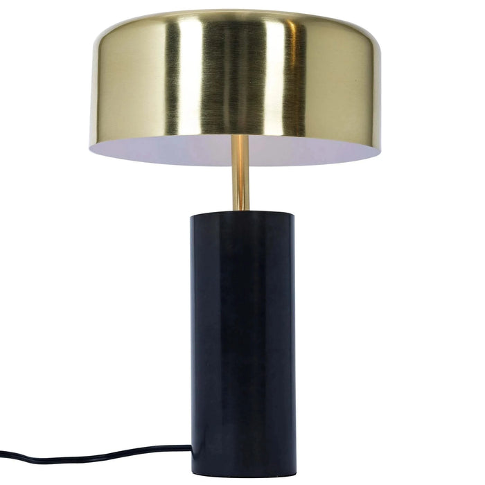 Modern Stylish Desk Lamp with Gold and White Drum Shade and Black Marble Base Default -DTYStore