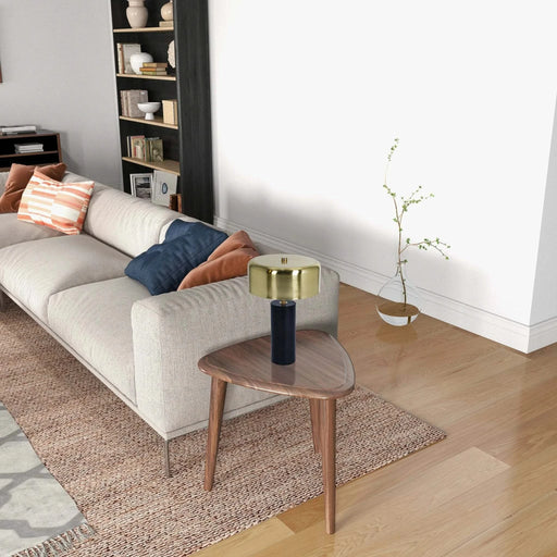 Modern Stylish Desk Lamp with Gold and White Drum Shade and Black Marble Base Default -DTYStore