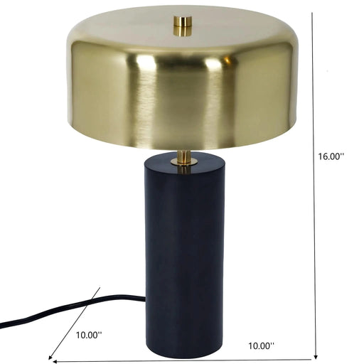 Modern Stylish Desk Lamp with Gold and White Drum Shade and Black Marble Base Default -DTYStore