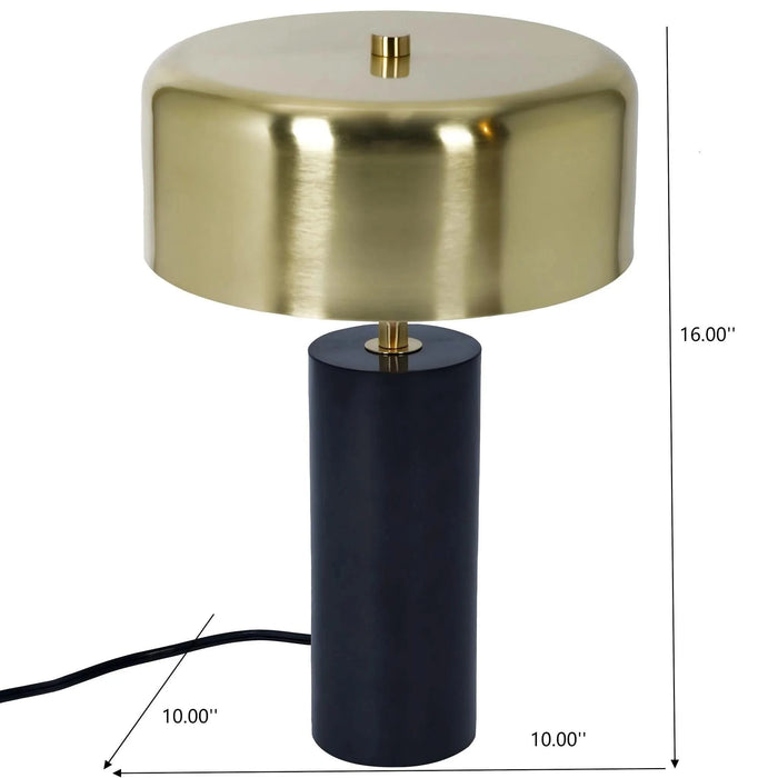 Modern Stylish Desk Lamp with Gold and White Drum Shade and Black Marble Base Default -DTYStore