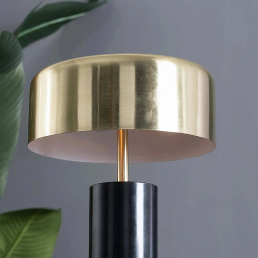 Modern Stylish Desk Lamp with Gold and White Drum Shade and Black Marble Base Default -DTYStore