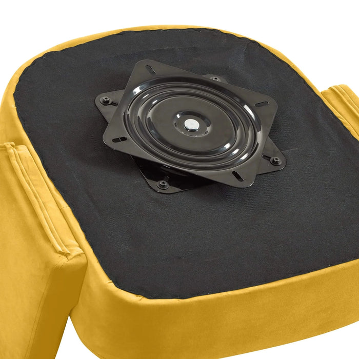 Modern Swivel Barrel Chair, Upholstered Velvet Round Accent Chairs,360 Degree Comfy Swivel Chair with Open Backrest, Single Chair Armchair for Living Room Bedroom, Homerest, Yellow Default -DTYStore