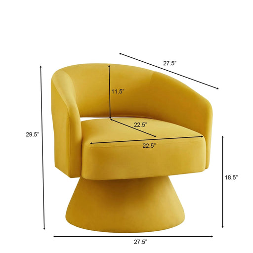 Modern Swivel Barrel Chair, Upholstered Velvet Round Accent Chairs,360 Degree Comfy Swivel Chair with Open Backrest, Single Chair Armchair for Living Room Bedroom, Homerest, Yellow Default -DTYStore