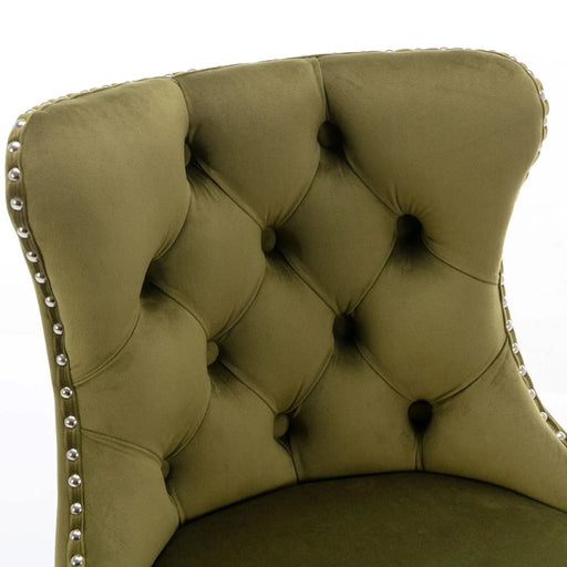 Modern Swivel Velvet Barstools with Adjustable Seat Height and Chrome Base, Olive Green, Set of 2 Default -DTYStore