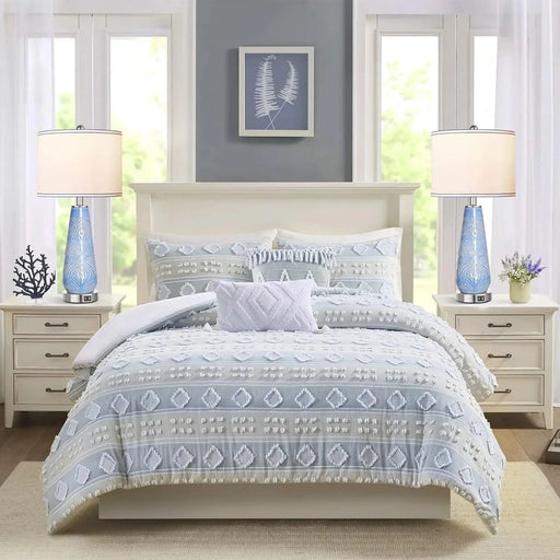 Modern Table Lamp Set of 2 Touch Control, 27' Tall Blue Art Ceramic Bedside Lamp with USB Ports, 3-Way Dimmable Hand Crafted Nightstand Lamps with White Shade for Living Room Bedroom Office Default -DTYStore