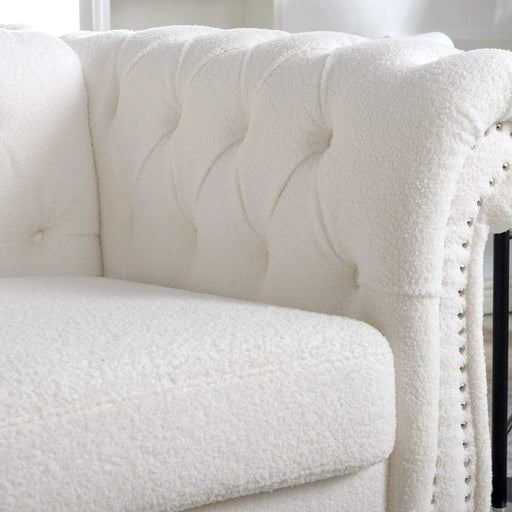 Modern Teddy Velvet 1 Seater Sofa for Living Room, White, Acrylic Legs, 38.98'W x 32.09'D x 28.35'H Default -DTYStore