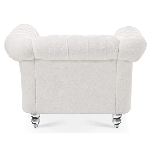 Modern Teddy Velvet 1 Seater Sofa for Living Room, White, Acrylic Legs, 38.98'W x 32.09'D x 28.35'H Default -DTYStore