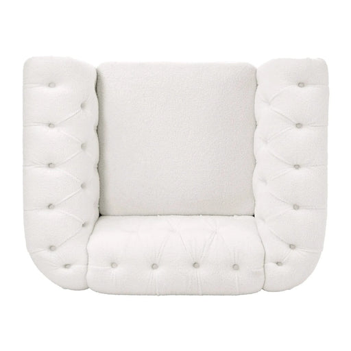 Modern Teddy Velvet 1 Seater Sofa for Living Room, White, Acrylic Legs, 38.98'W x 32.09'D x 28.35'H Default -DTYStore
