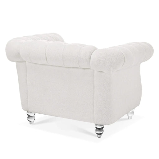 Modern Teddy Velvet 1 Seater Sofa for Living Room, White, Acrylic Legs, 38.98'W x 32.09'D x 28.35'H Default -DTYStore