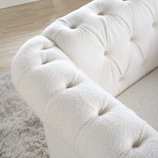 Modern Teddy Velvet 1 Seater Sofa for Living Room, White, Acrylic Legs, 38.98'W x 32.09'D x 28.35'H Default -DTYStore