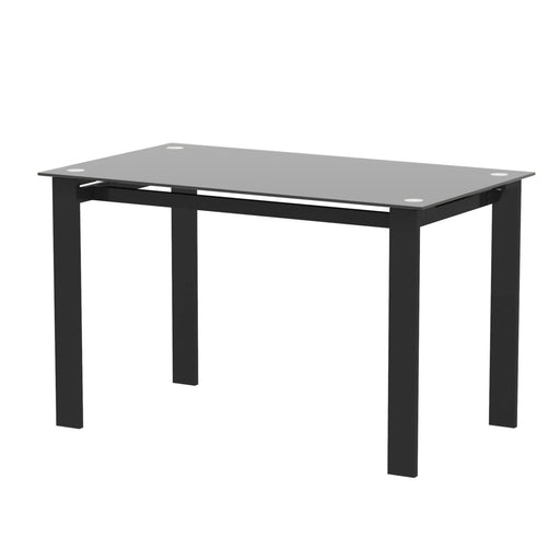 Modern Tempered Glass Dining Table with Black Metal Legs for Living Room or Kitchen Default -DTYStore