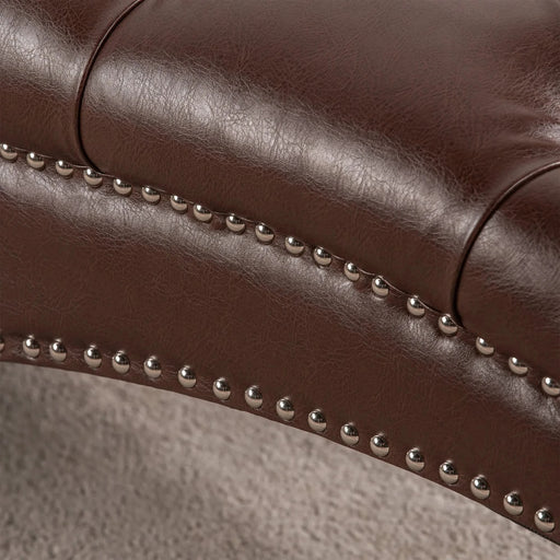 Modern Tufted Armless Chaise Lounge with Foam Cushion in Dark Brown PU, 27.17' x 62.8' x 32.87' Default -DTYStore