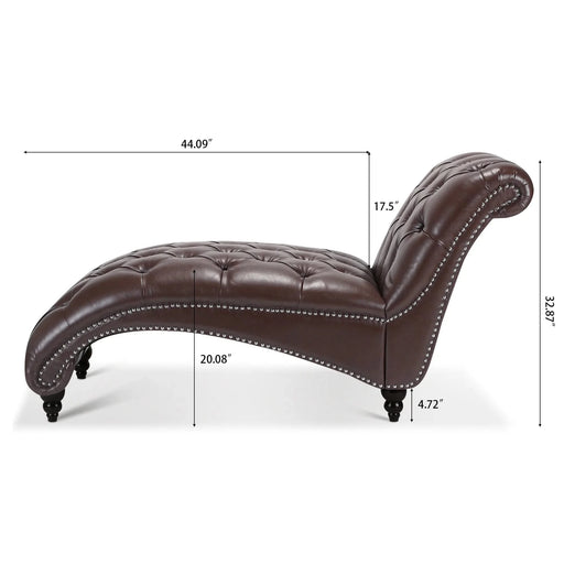 Modern Tufted Armless Chaise Lounge with Foam Cushion in Dark Brown PU, 27.17' x 62.8' x 32.87' Default -DTYStore