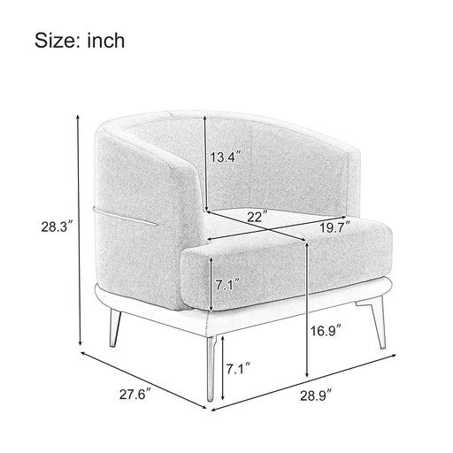Modern Two-tone Barrel Fabric Chair Upholstered Round Armchair Burnt Orange Linen Default -DTYStore