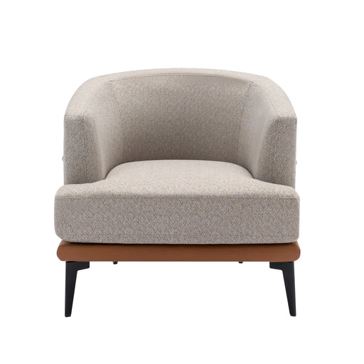 Modern Two-tone Barrel Fabric Chair Upholstered Round Armchair Burnt Orange Linen Default -DTYStore