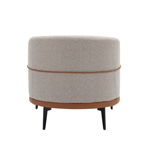 Modern Two-tone Barrel Fabric Chair Upholstered Round Armchair Burnt Orange Linen Default -DTYStore