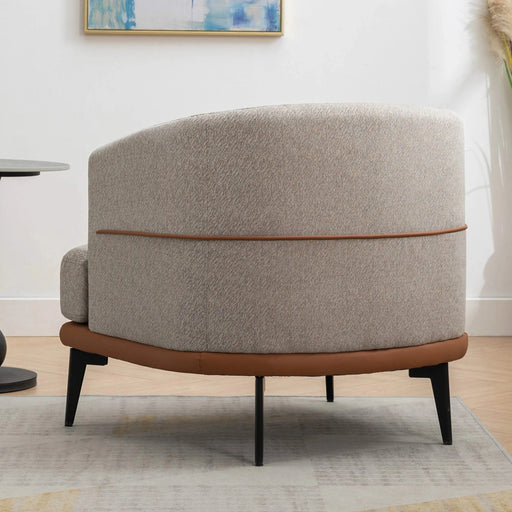 Modern Two-tone Barrel Fabric Chair Upholstered Round Armchair Burnt Orange Linen Default -DTYStore