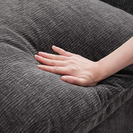 Modern U Shape Modular Sofa, 7 Seat Chenille Sectional Couch Set with 2 Pillows, Freely Combinable Indoor Furniture, 2 Colors Default -DTYStore