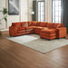 Modern U Shaped 6-seat Sectional Sofa Couch with one Ottoman and three toss pillows ,Modular Sofa for Living Room,Corduroy sofa Default -DTYStore