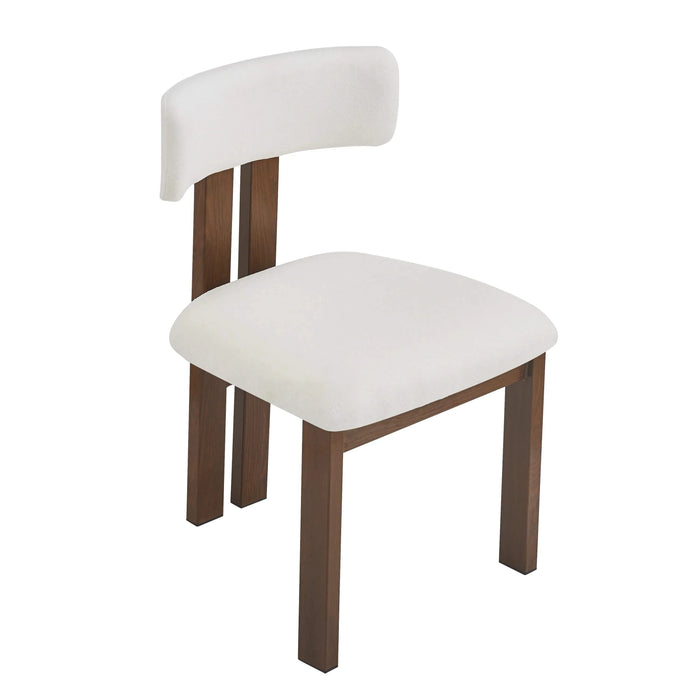 Modern Upholstered Armless Dining Chairs with Metal Legs, White Fabric, Set of 2 Default -DTYStore