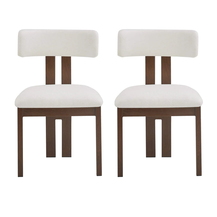 Modern Upholstered Armless Dining Chairs with Metal Legs, White Fabric, Set of 2 Default -DTYStore