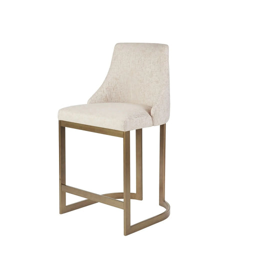 Modern Upholstered Counter Stool with Metal Base, Cream, Plywood & Metal, 26'H Default -DTYStore