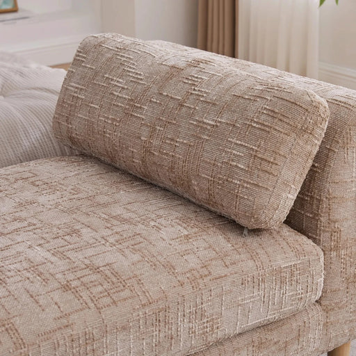 Modern Upholstered End of Bed Bench with Armrests and Chenille Fabric, Wheat Color, 83.1' Wide Default -DTYStore