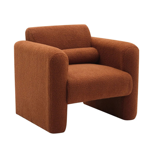Modern Upholstered Lambskin Sherpa Accent Armchair Comfy Reading Chair with Pillow-DTYStore