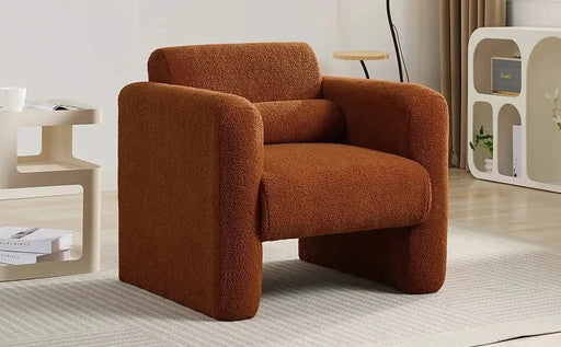 Modern Upholstered Lambskin Sherpa Accent Armchair Comfy Reading Chair with Pillow-DTYStore