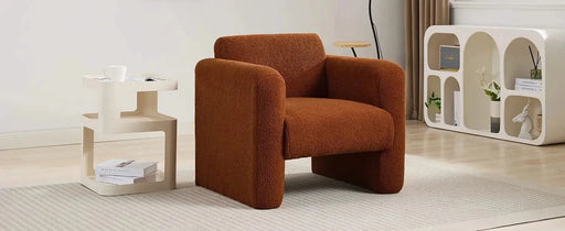 Modern Upholstered Lambskin Sherpa Accent Armchair Comfy Reading Chair with Pillow-DTYStore