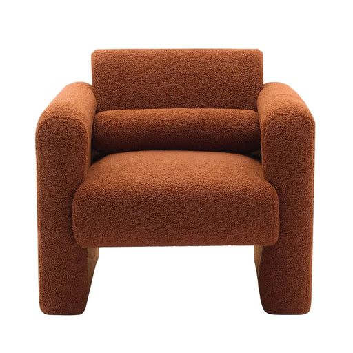 Modern Upholstered Lambskin Sherpa Accent Armchair Comfy Reading Chair with Pillow-DTYStore
