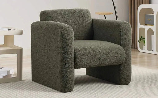Modern Upholstered Lambskin Sherpa Accent Armchair Comfy Reading Chair with Pillow-DTYStore